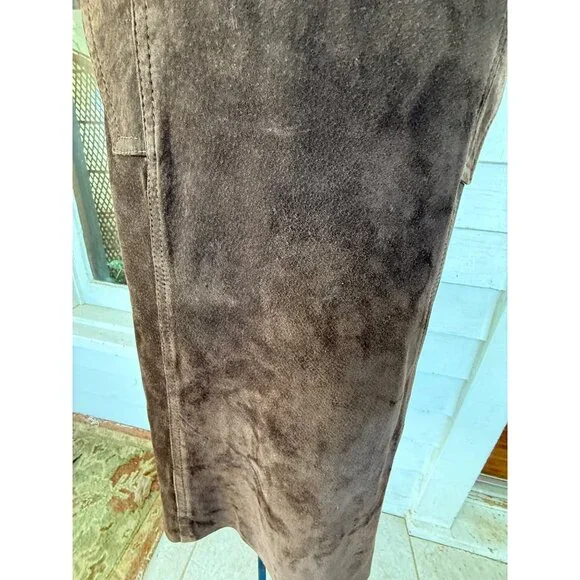 Vintage 70's Anne Fogarty Brown Suede Skirt Marked Size 14 - Picture 15 of 16